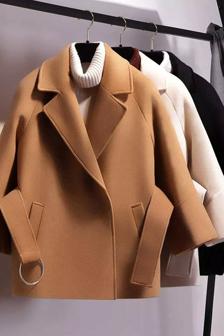 Oversized Blazer Jacket, Belted Jacket, Two Front Pockets, Baggy Coat, Available in Tan Brown, Black & White