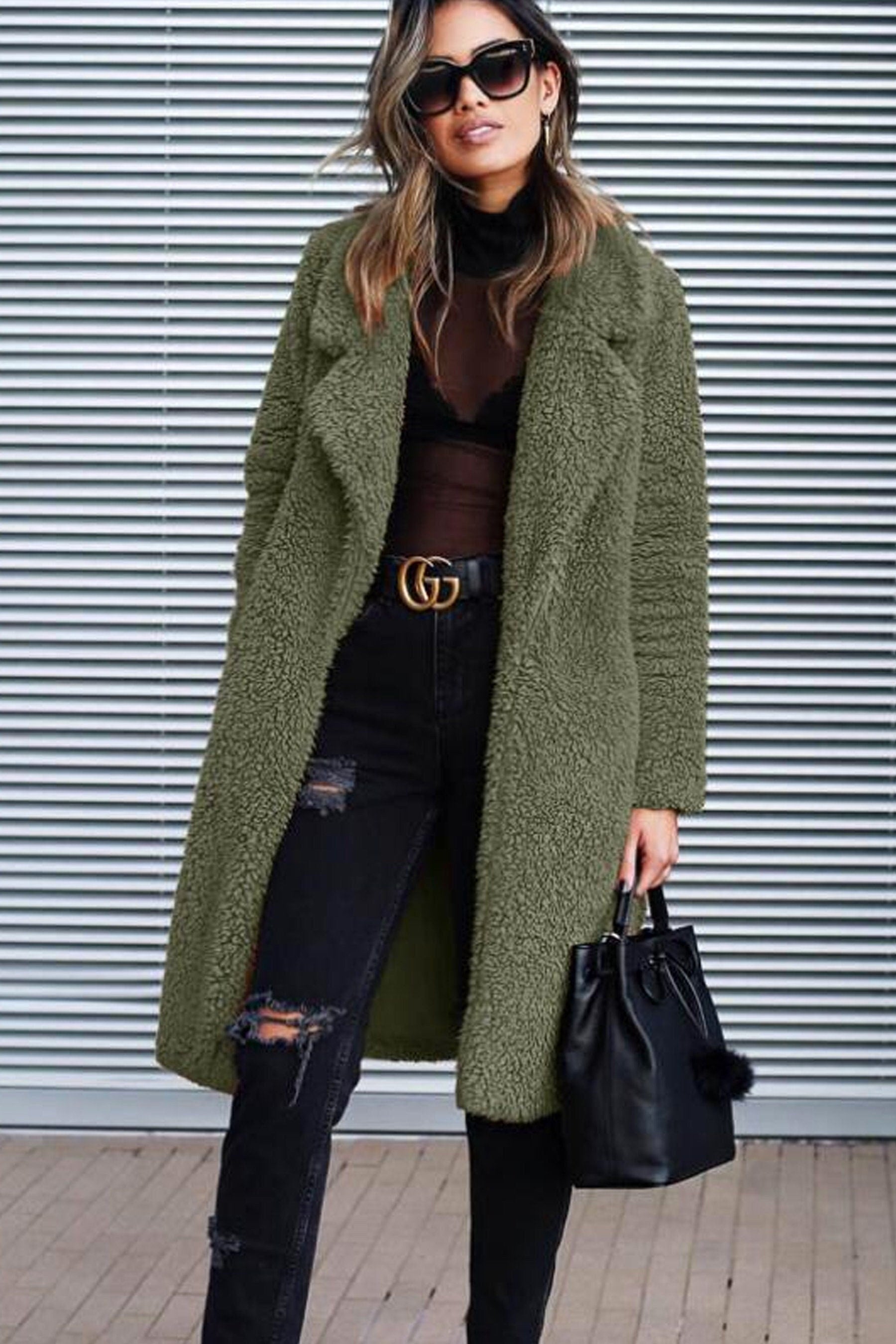 Olive green teddy on sale coat