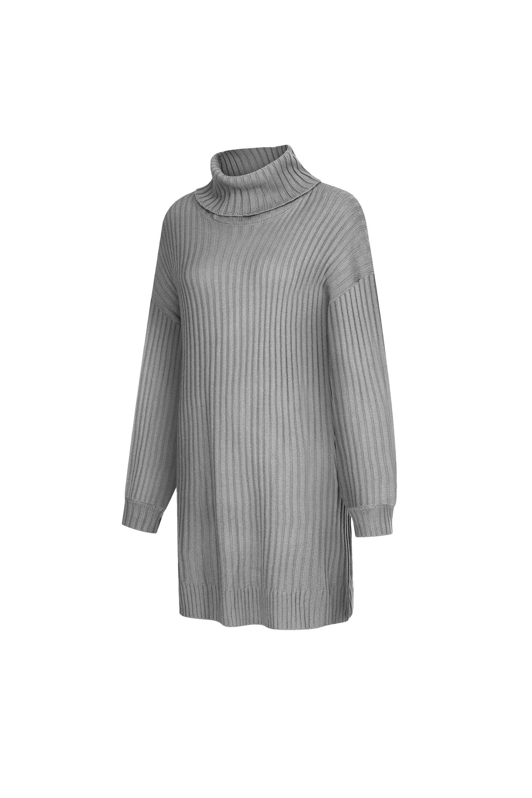 Oversized Jumper Mini Dress, Ribbed Jersey Material, Long Sleeve Turtleneck Tee Shirt Dress, Available in Black, White & Grey