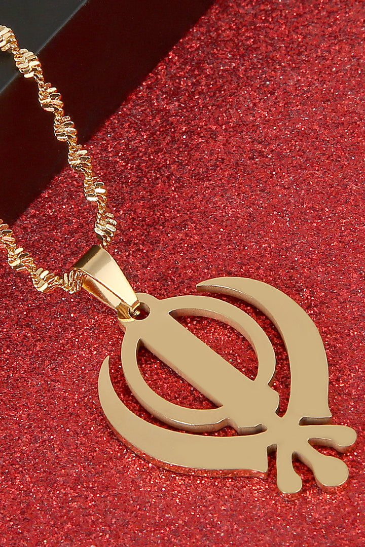 Stainless Steel Khanda Pendant Necklace, Sikh Sardar Punjabi Khanda Men Symbol, Available in Silver & Gold (48 Hour Dispatch)