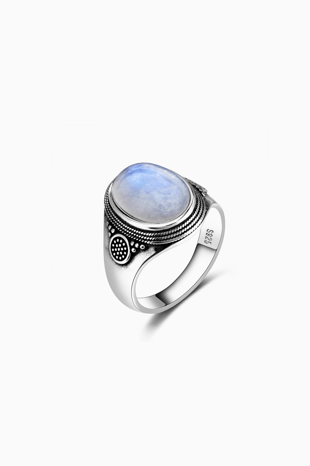 Oval Opal Moonstone Gemstone Silver Ring, Crystal Gem Ring (48 Hour Dispatch)