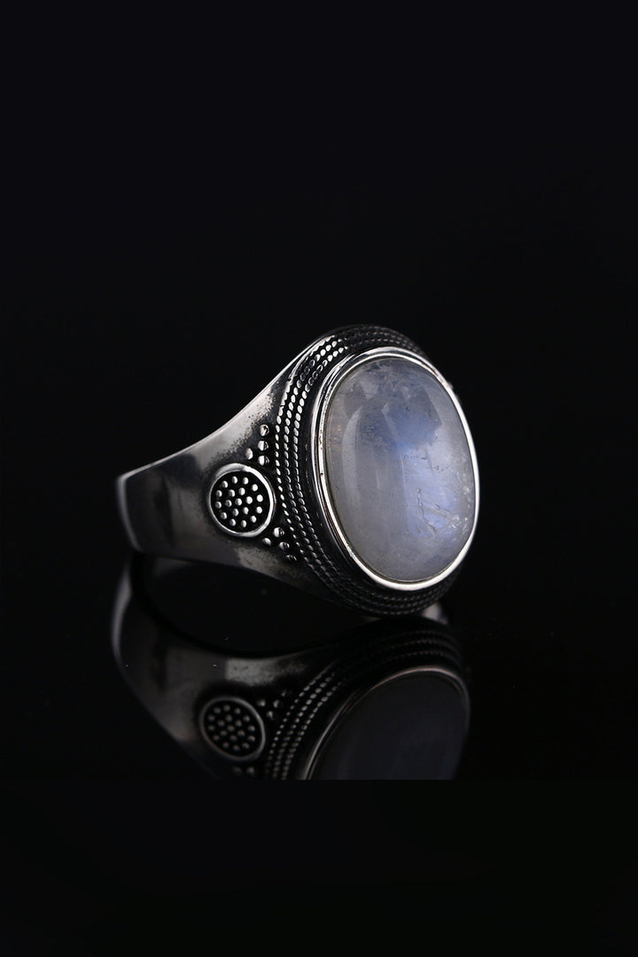 Oval Opal Moonstone Gemstone Silver Ring, Crystal Gem Ring (48 Hour Dispatch)