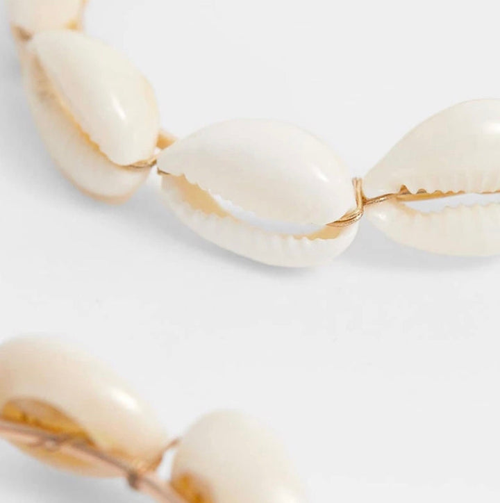 Cowrie Shell Gold Hoop Earrings, Chunky Large Gold Hoops, Minimalistic Seashell Earrings