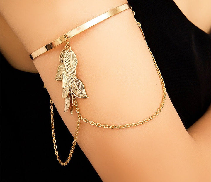 Armlet, Arm Bracelet, Leaf Armlet, Silver, Gold Bracelet, Boho Jewelry, Wedding Jewelry,  Bridal Jewellery, Silver, Gift Idea