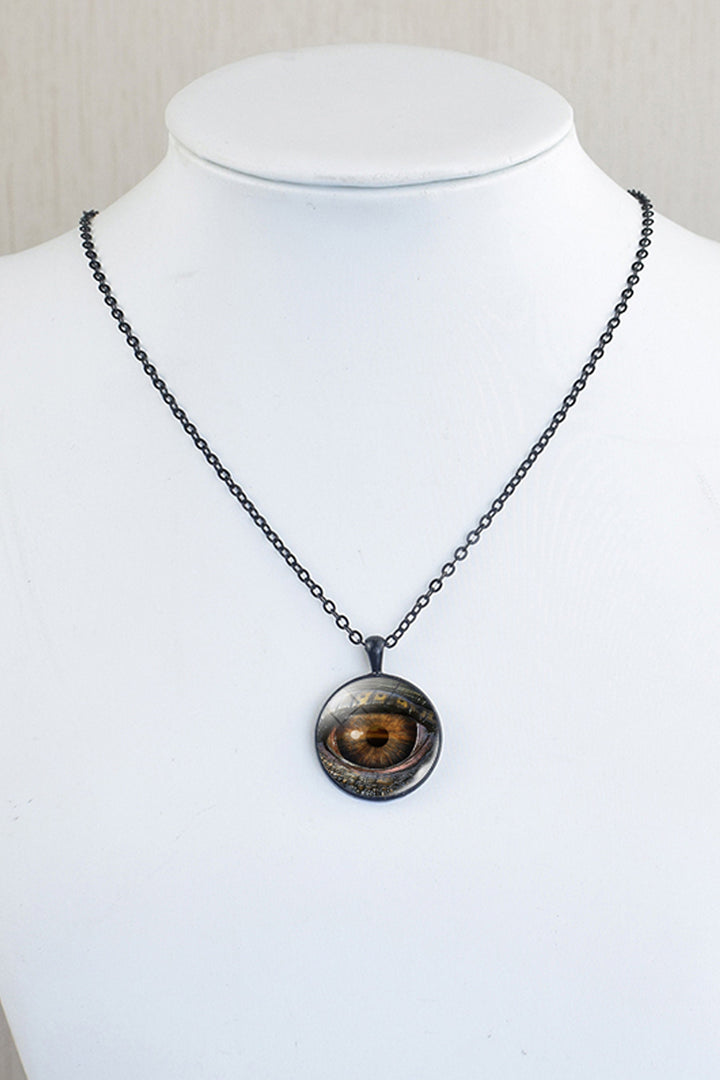 Picture Glass Evil Eye Pendant Necklace, Dragon Eye Necklace, Black Chain Necklace (48 Hour Dispatch)