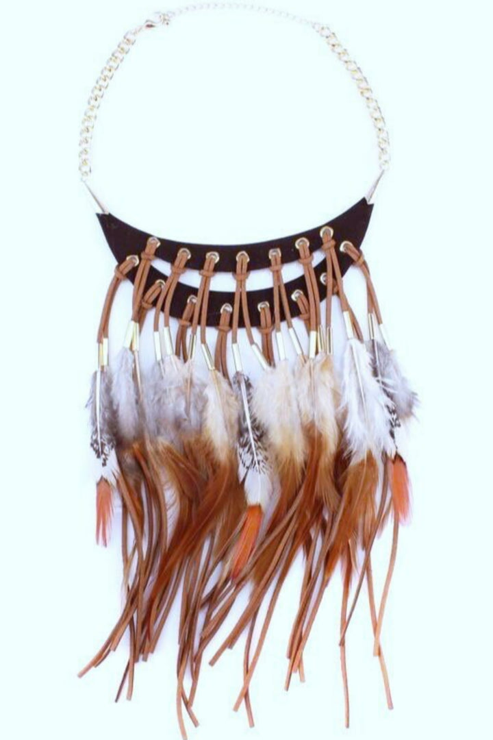 Unique Feather Choker, y2k Accessories, Tassel Necklace, Faux Leather Necklace, Indian Necklace, Long Feather Necklace