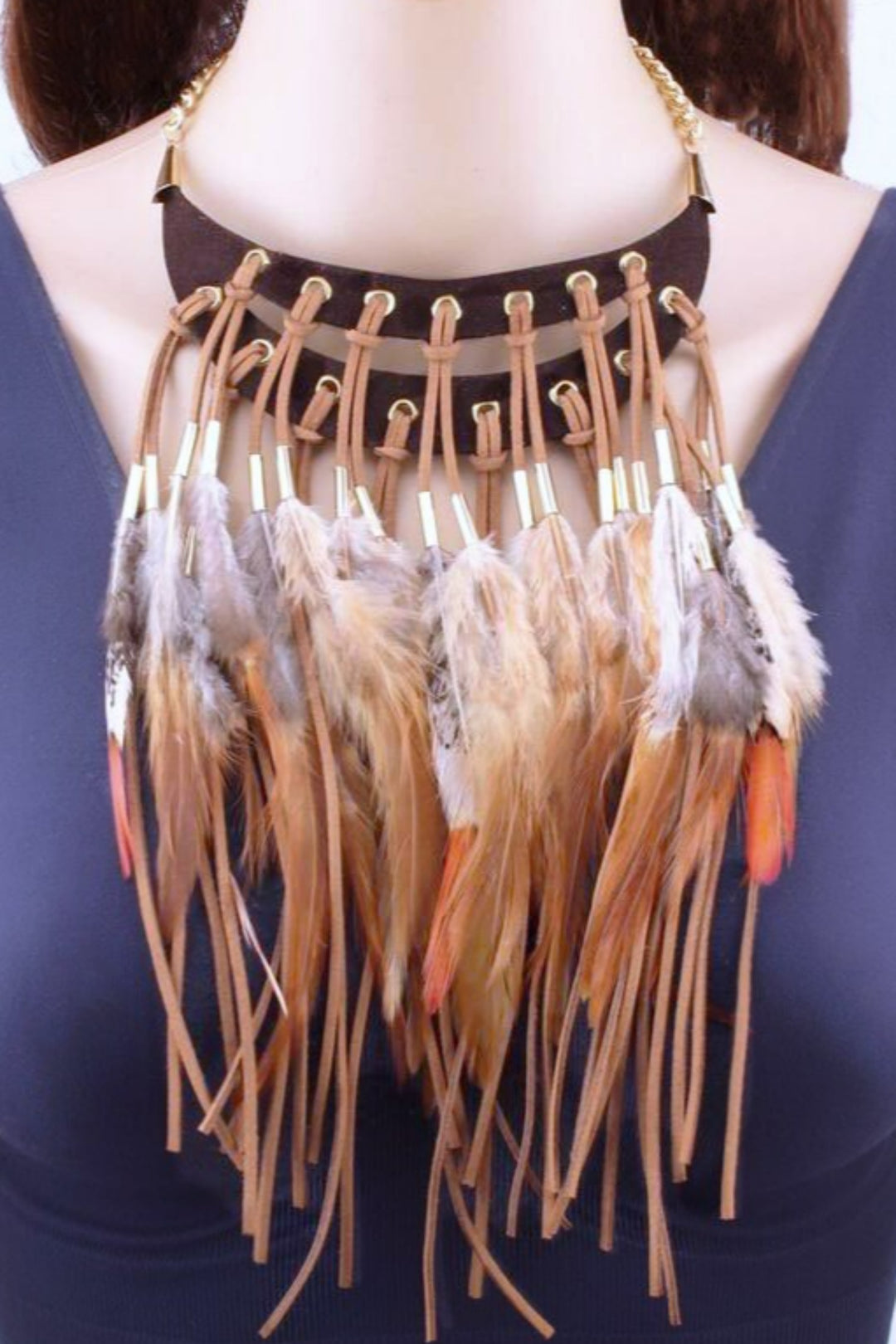 Unique Feather Choker, y2k Accessories, Tassel Necklace, Faux Leather Necklace, Indian Necklace, Long Feather Necklace