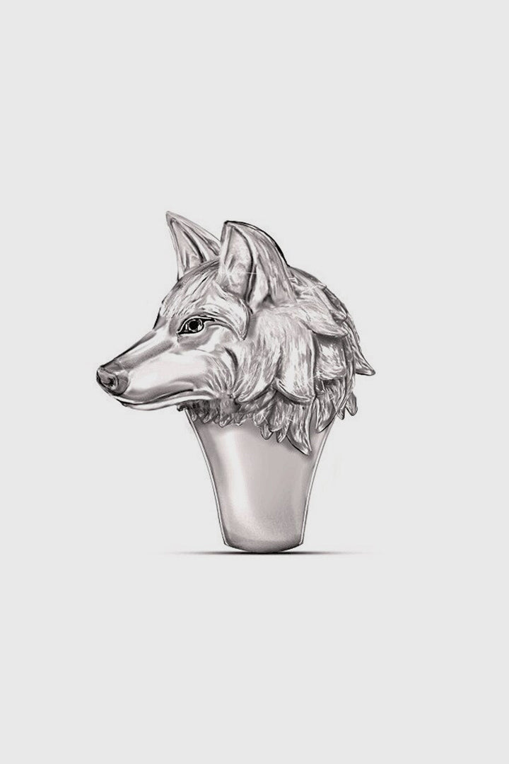 Silver Carved Wolf Inscription Ring, Silver Metal Decor Ring, Men's Chunky Ring (48 Hour Dispatch)