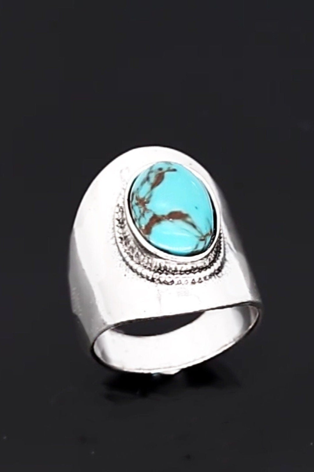 Silver Ring, Tibetan Ring, Womens Ring, Turquoise cabochon Ring Jewelry, Antique Silver Finish, Silver Ring, Big Rings, Boho Hippie Jewelery