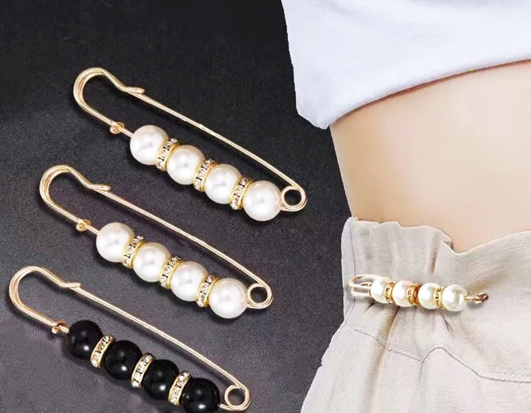 Unique Pearl Brooch, Can be Used as Safety Pins, Pearl, Bead Detail, Waistband Pin, Clothes Pin, Gold Brooch Waist Pin, Safety Pins (48 Hour Dispatch)