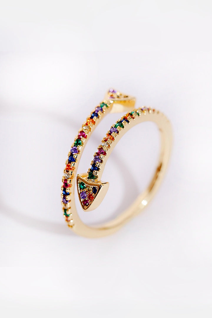 Rainbow Crystal Rhinestone Gold Serpent Stackable Ring, Y2K Bohemian Ring (48 Hour Dispatch)