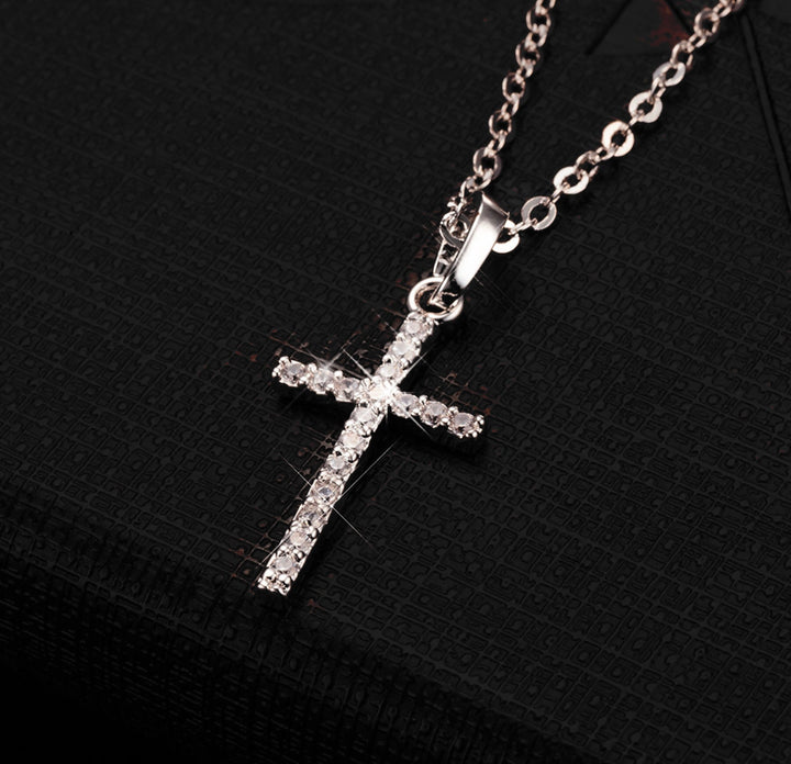 Crystal Cross, Silver Cross Pendant Necklace, Gold Cross Necklace, Simple Cross Necklace, Velvet Choker with Cross (48 Hour Dispatch)