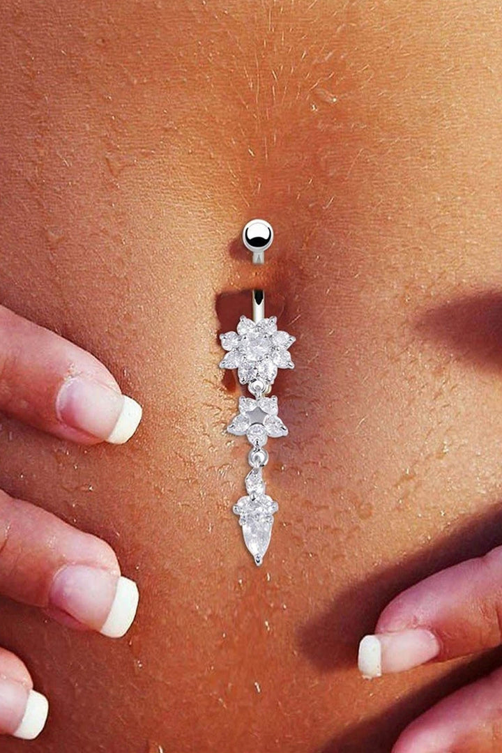 Y2K Surgical Steel Crystal Rhinestone Embellished Decor Belly Bar & Rings, Available in 8 Designs  (48 Hour Dispatch)