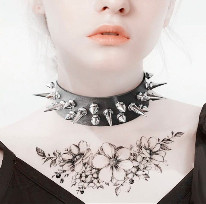 Punk Spike Rivets Stud Choker Necklace PU Leather Rock Gothic Chokers Collar Goth Harajuku Anime Girl Sexy Jewellery Gothic Accessories (48 Hour Dispatch)