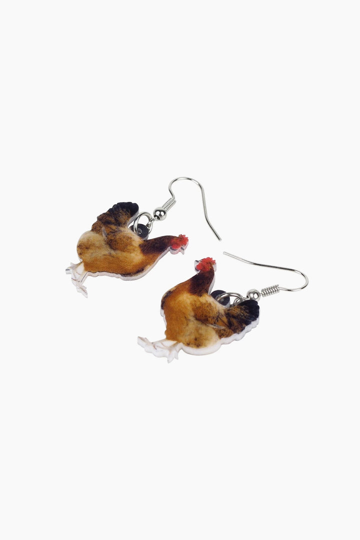 Chicken Drop Earrings, Acrylic Dangle Drop Animal Earrings (48 Hour Dispatch)