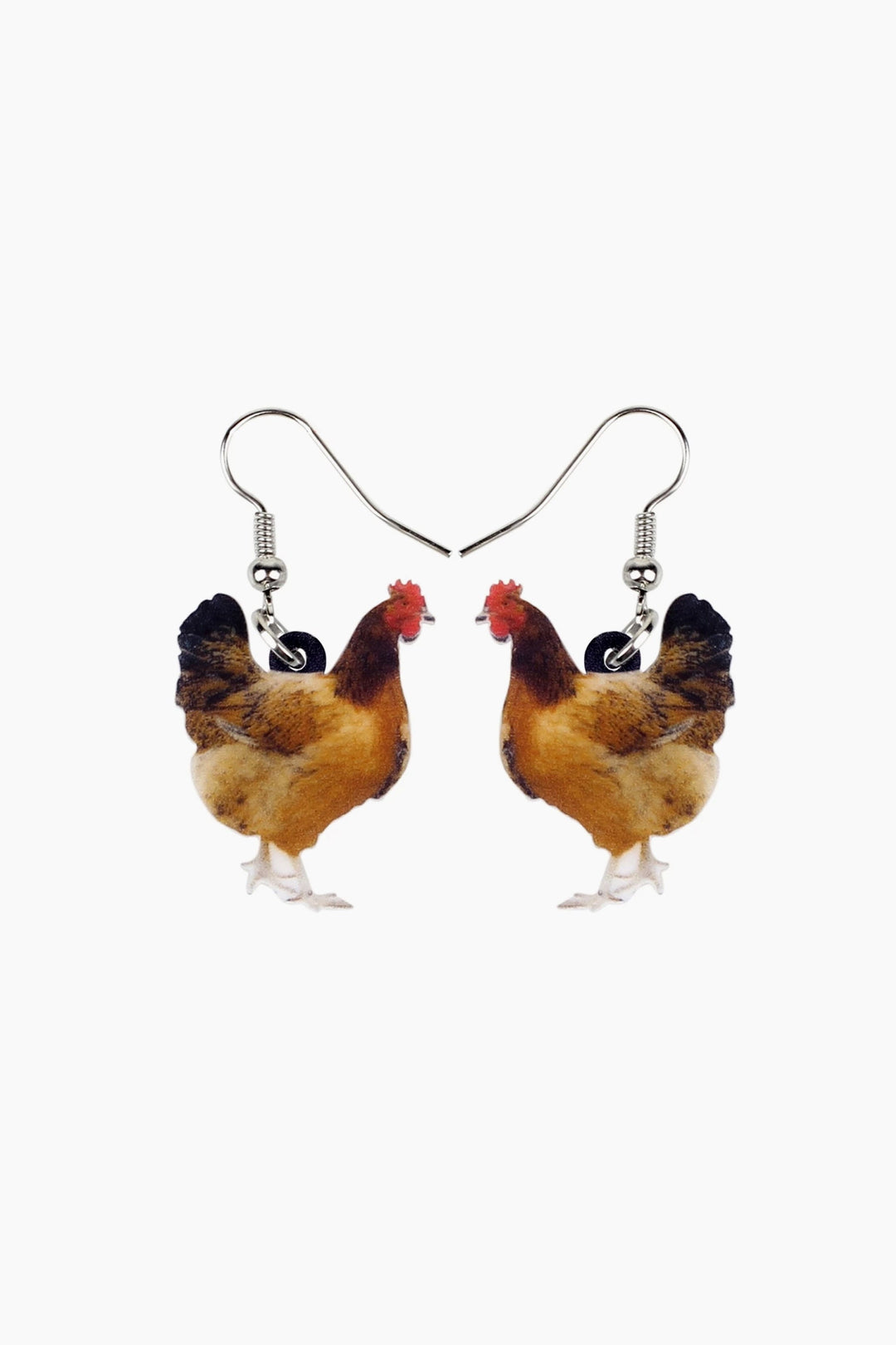 Chicken Drop Earrings, Acrylic Dangle Drop Animal Earrings (48 Hour Dispatch)