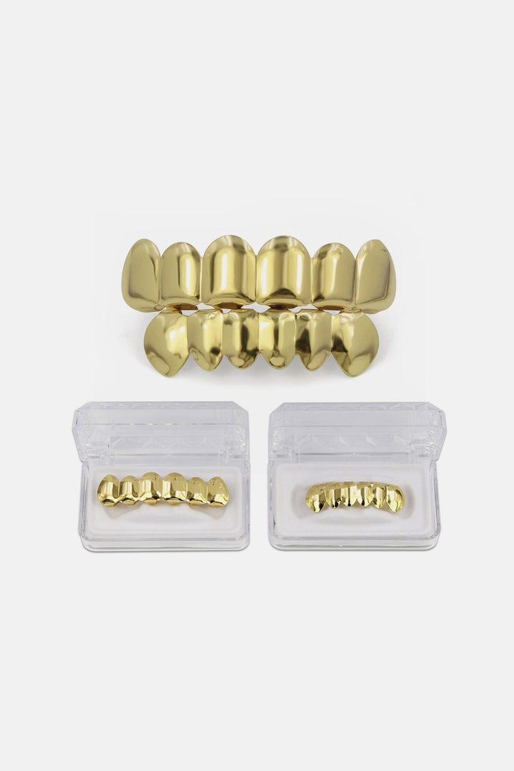 Gold Chunky Top & Bottom Six Piece Grill Set, Gold Metal Teeth Grillz, Full Mouth Plated Tooth Grill  (48 Hour Dispatch)