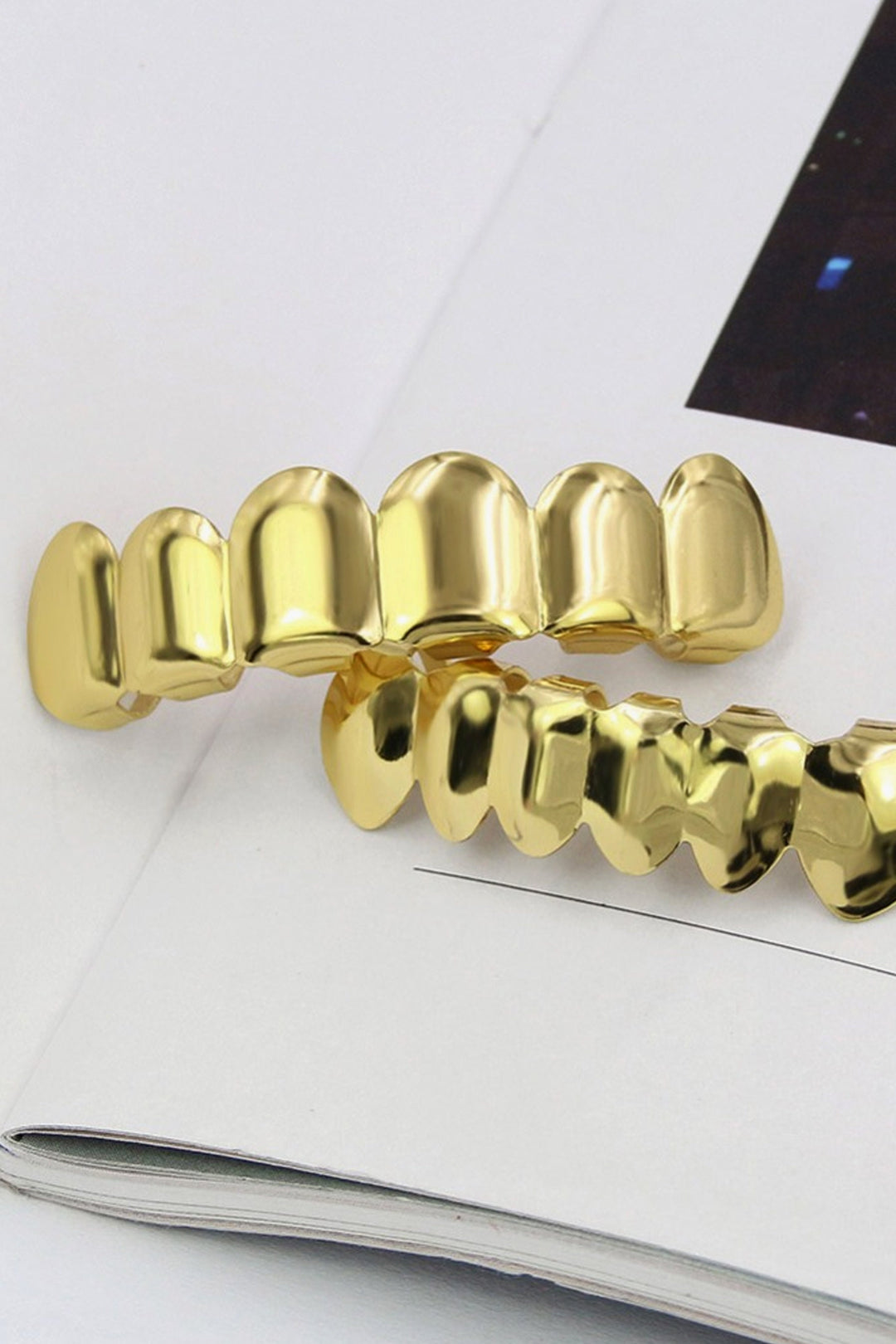 Gold Chunky Top & Bottom Six Piece Grill Set, Gold Metal Teeth Grillz, Full Mouth Plated Tooth Grill  (48 Hour Dispatch)