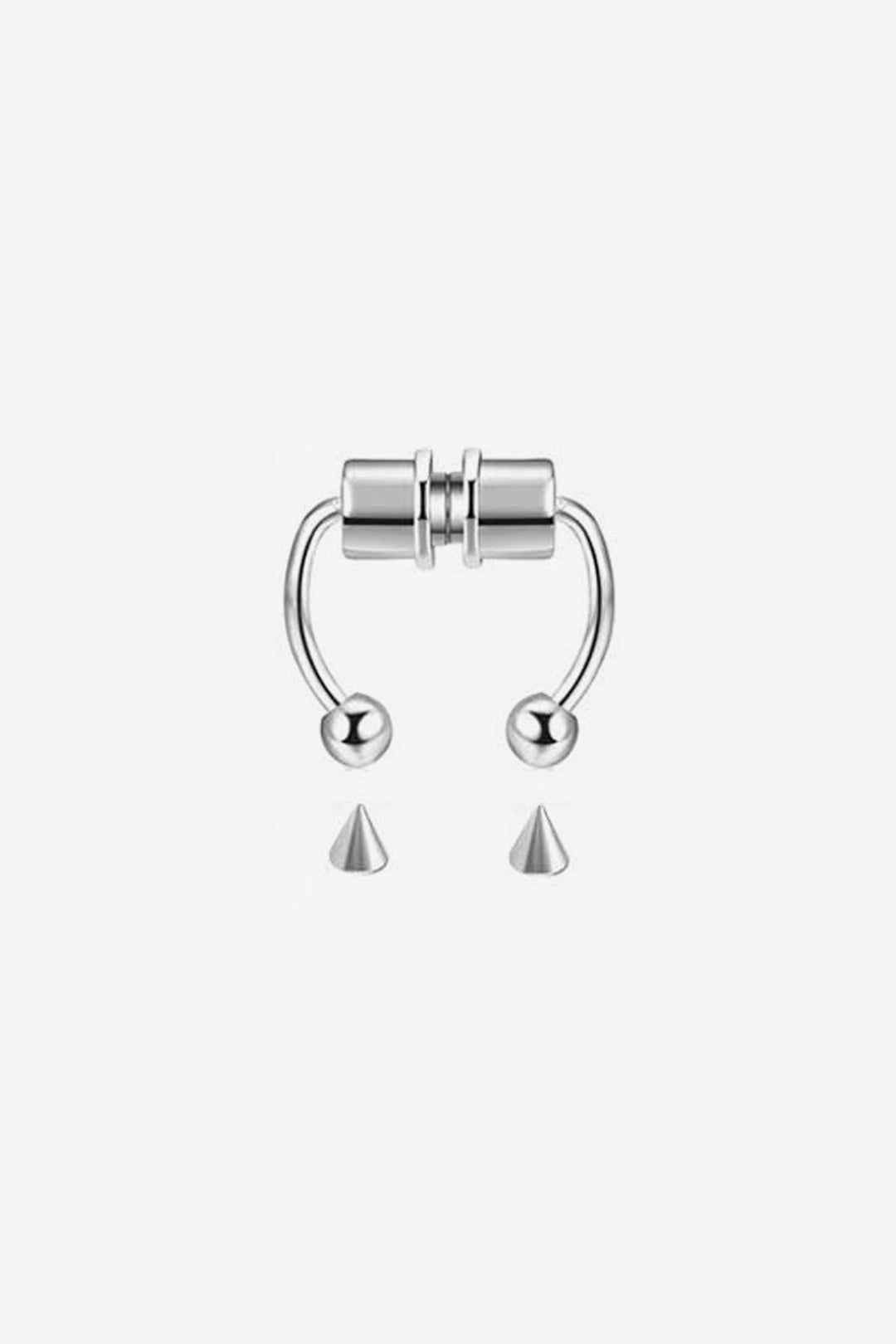 Magnetic Silver Horseshoe Septum Ring Piercing, Faux Fake Nose Piercing, Available with Circular Barbells & Spiked Barbells  (48 Hour Dispatch)