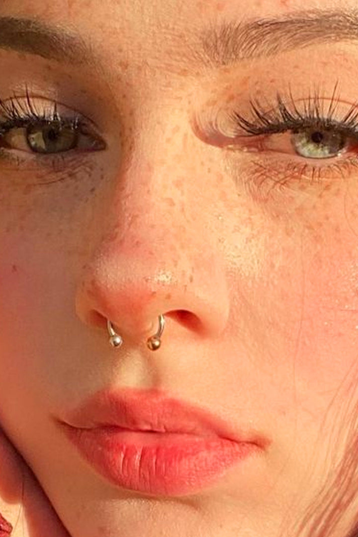 Magnetic Silver Horseshoe Septum Ring Piercing, Faux Fake Nose Piercing, Available with Circular Barbells & Spiked Barbells  (48 Hour Dispatch)