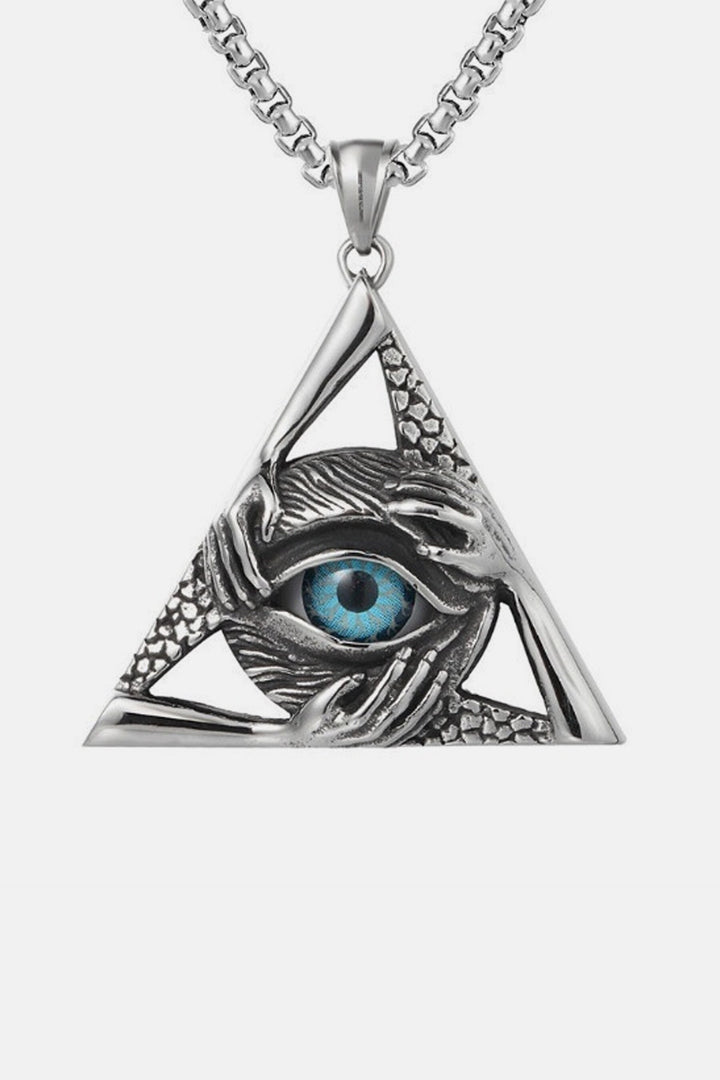 Eye Of Providence Pendant Metal Chain Necklace, Illuminati Masonic Freemason Biblical Christian Necklace (48 Hour Dispatch)