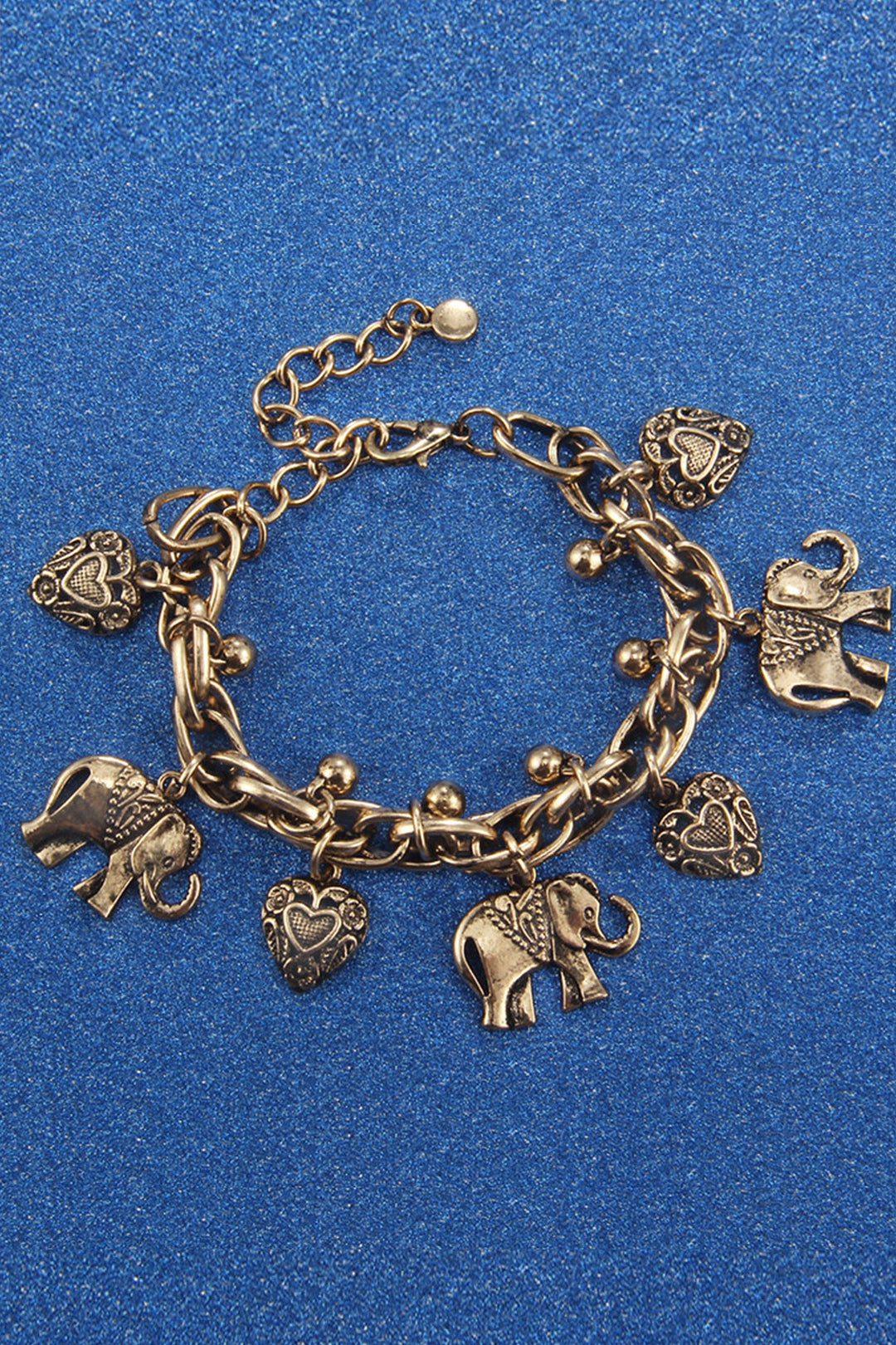 Y2K Dainty Elephant & Heart Pendant Silver Anklet, Chunky Minimalistic Trinket Charm Anklet  (48 Hour Dispatch)