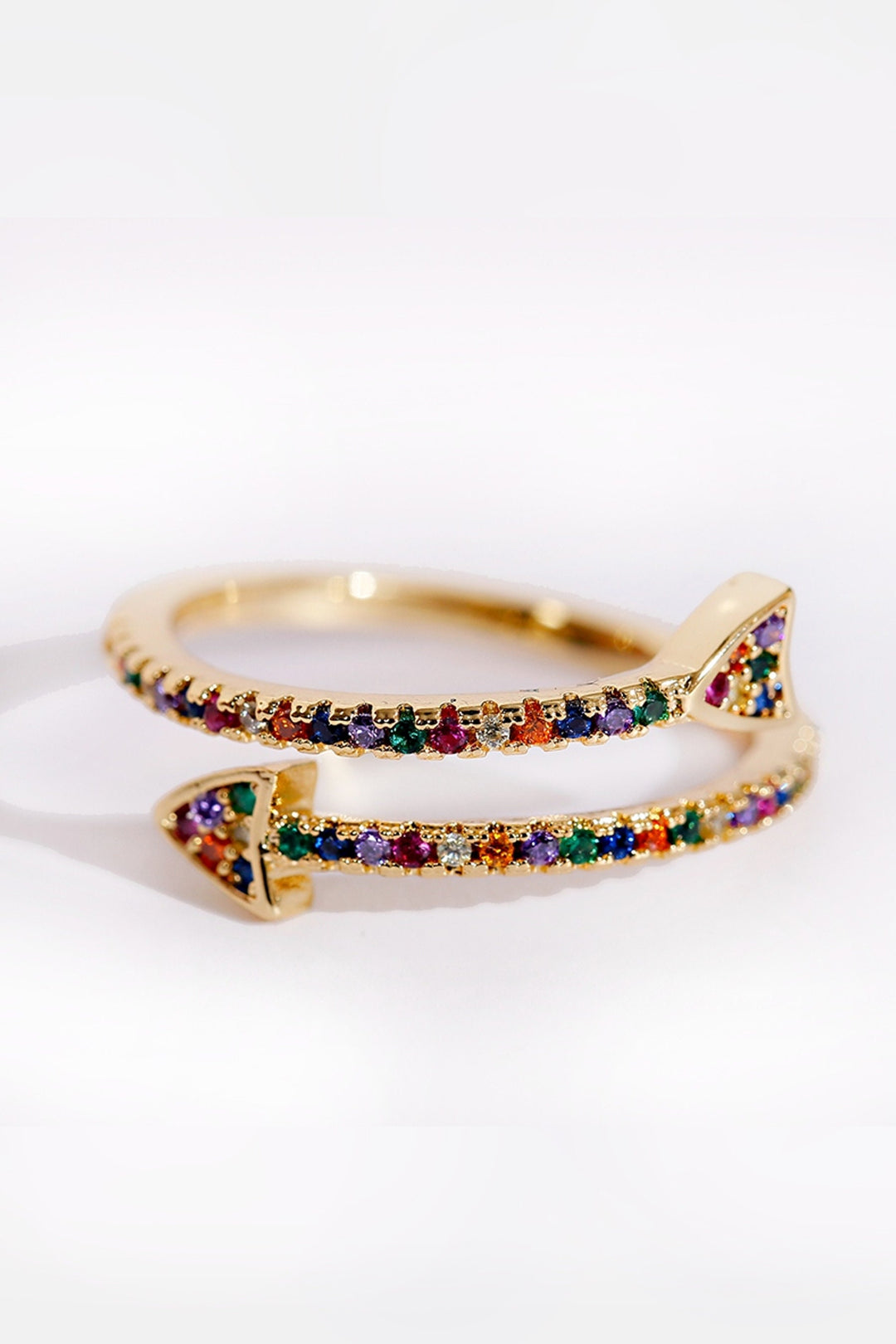 Rainbow Crystal Rhinestone Gold Serpent Stackable Ring, Y2K Bohemian Ring (48 Hour Dispatch)