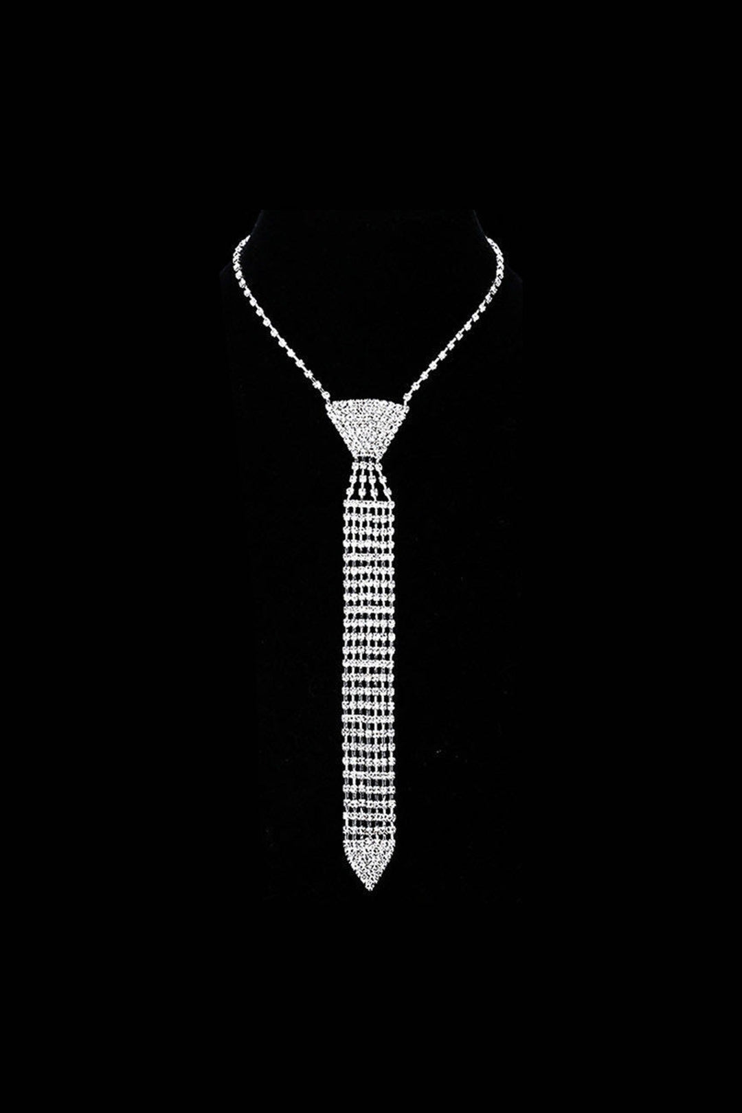 Silver Neck Tie Design Rhinestone Crystal Decor Necklace Choker, Diamanté Necklace, Crystal Necklace (48 Hour Dispatch)