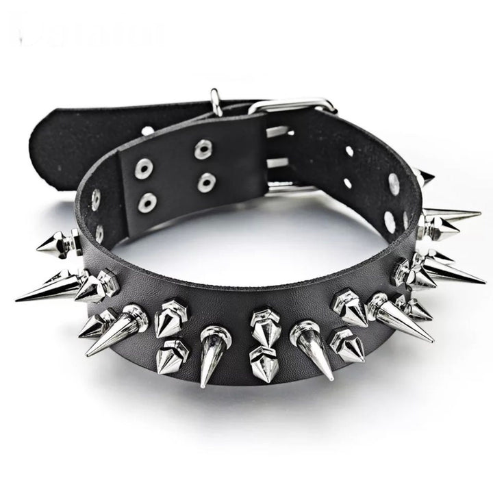 Punk Spike Rivets Stud Choker Necklace PU Leather Rock Gothic Chokers Collar Goth Harajuku Anime Girl Sexy Jewellery Gothic Accessories (48 Hour Dispatch)