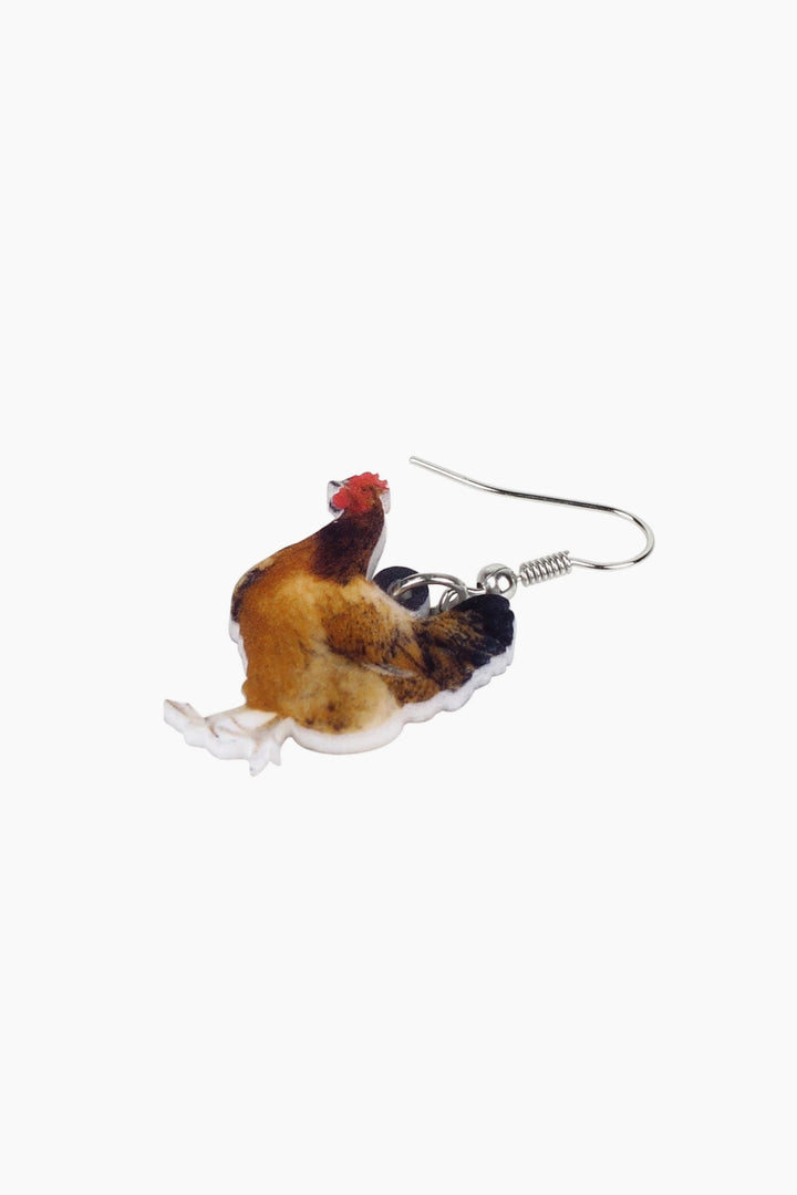 Chicken Drop Earrings, Acrylic Dangle Drop Animal Earrings (48 Hour Dispatch)