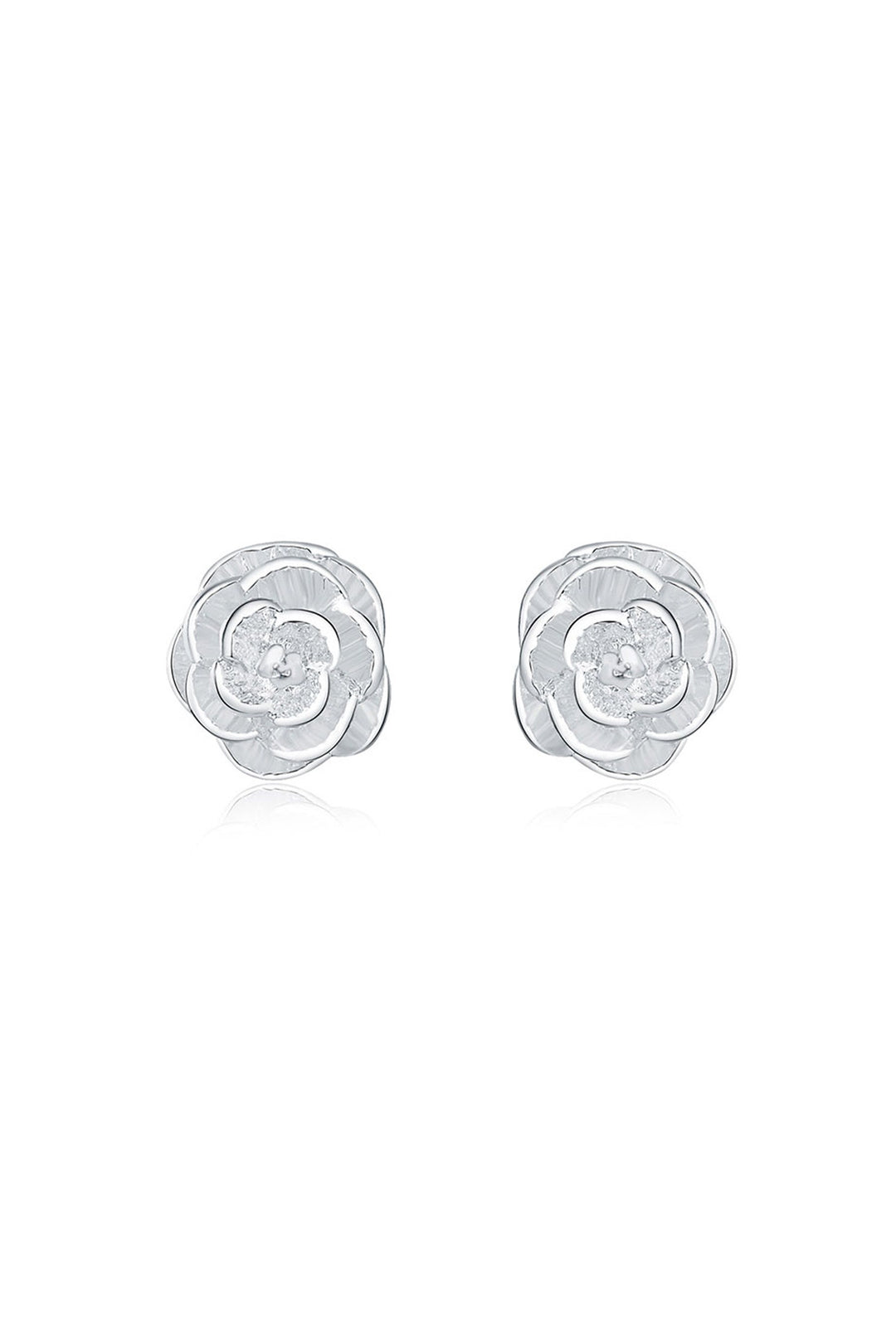 Silver Crystal Rhinestone Encrusted Rose Stud Earrings, Chunky Diamante Stud Earrings (48 Hour Dispatch)