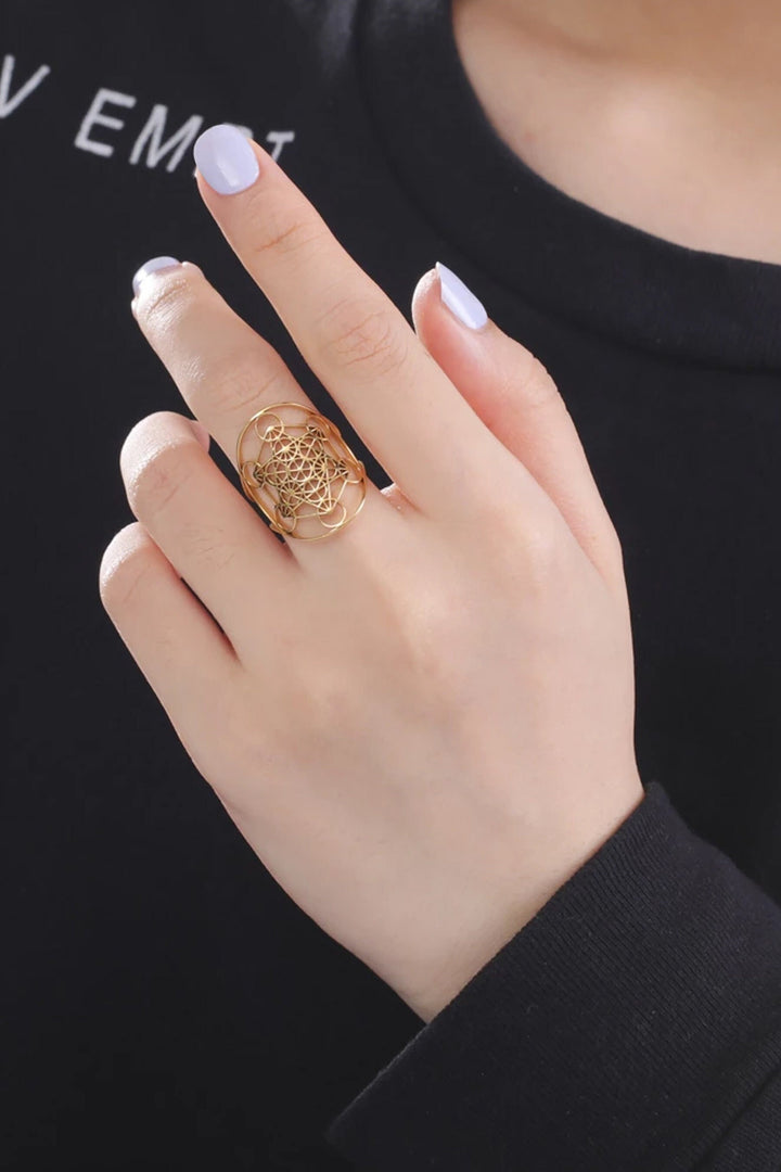 Geometric Angel Seal Archangel Metatron Chunky Ring, Available in Gold & Silver (48 Hour Dispatch)