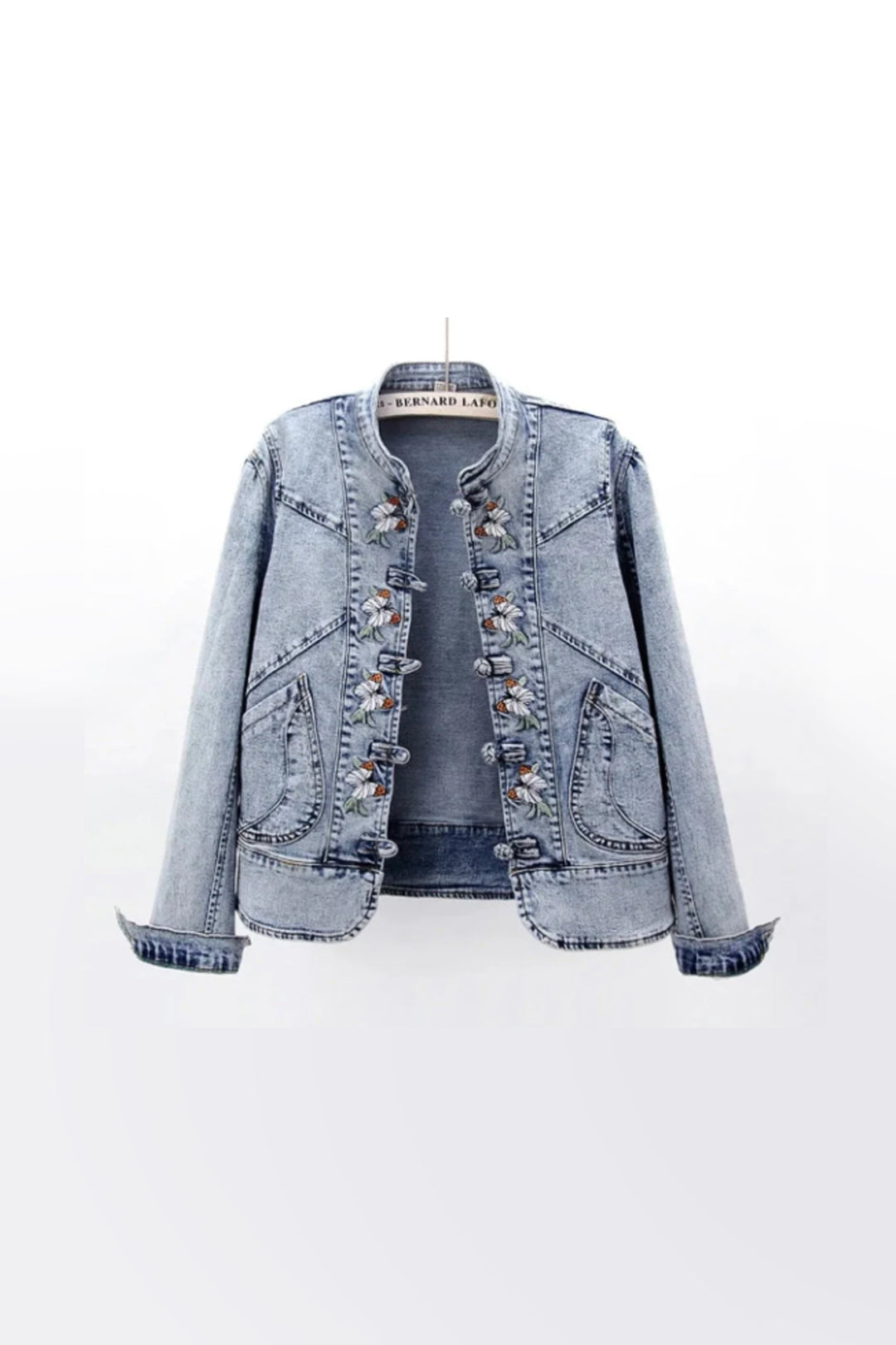 Y2K Butterfly Embroidered Patchwork Denim Jacket, Oversized Baggy Light Wash Jacket