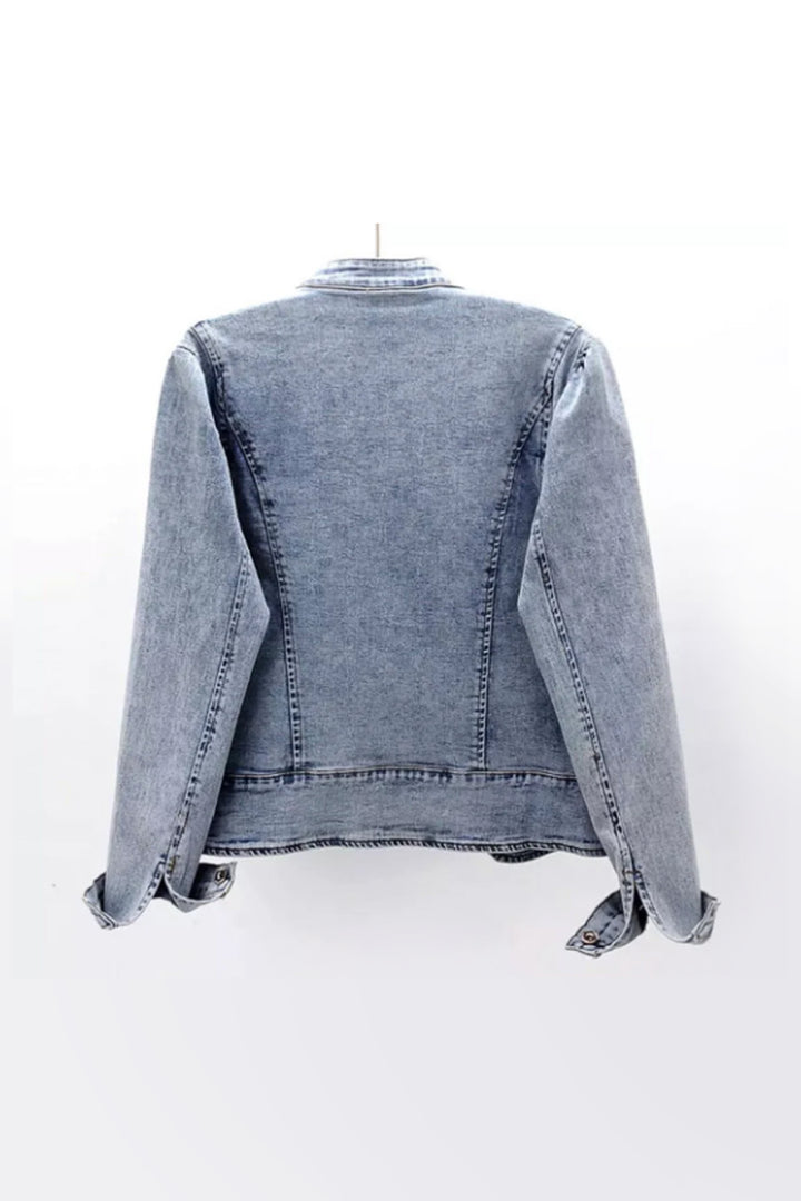 Y2K Butterfly Embroidered Patchwork Denim Jacket, Oversized Baggy Light Wash Jacket