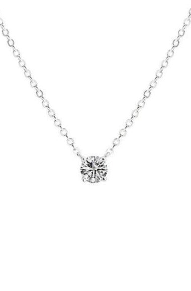 Pretty Silver Zircon Pendant Necklace - Hayati London