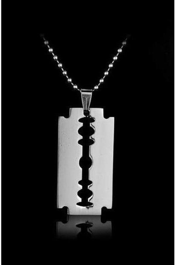 Stainless Steel Razor Blades Pendant Necklaces Men Jewelry Steel Male Shaver Shape Necklace - Hayati London