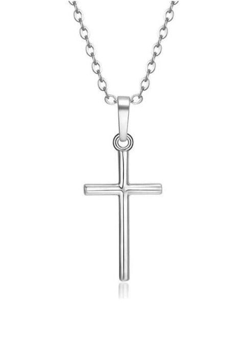 Stunning Cross Pendant Necklace, Silver finish - Hayati London