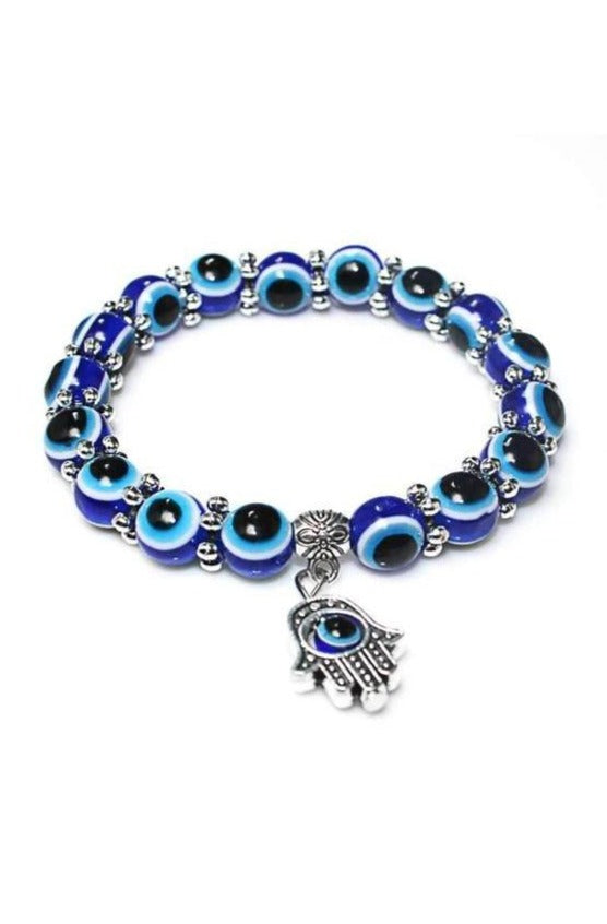 Stunning Fatima Hand Charm Evil Eye Bead Bracelet Jewelry - Hayati London