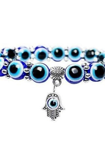 Stunning Fatima Hand Charm Evil Eye Bead Bracelet Jewelry - Hayati London