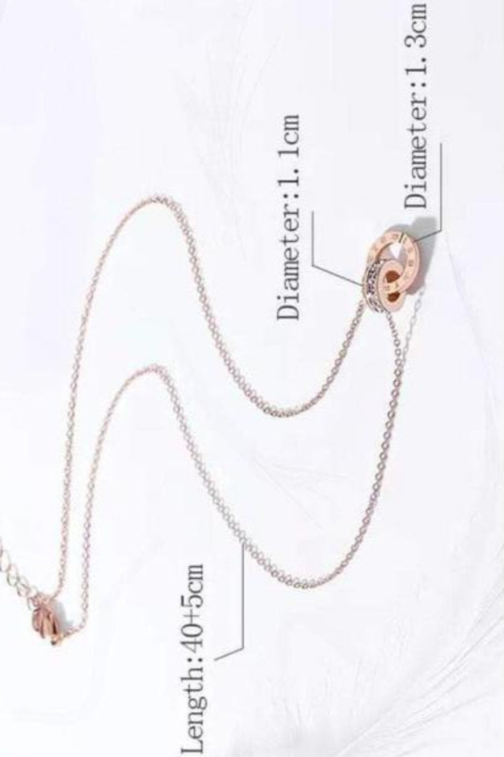 Stunning Necklace with Roman Numeral & Rhinestone Crystal detail pendant, rose gold finish - Hayati London