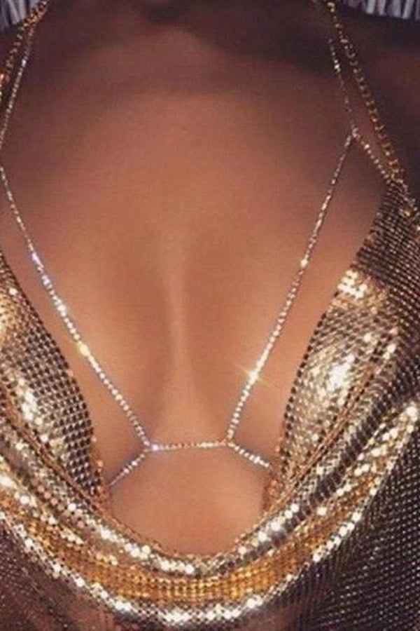 Stunning Rhinestone Shining Diamond Link Necklace Belly Chain Fashion Bikini Waist Link Body Jewelry Women Summer Accessories - Hayati London