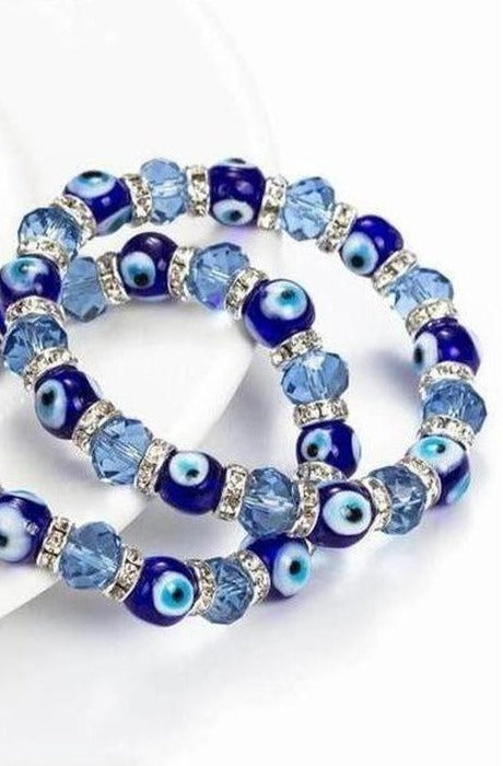 Trendy Evil Eye Blue Bead Bracelet - Hayati London