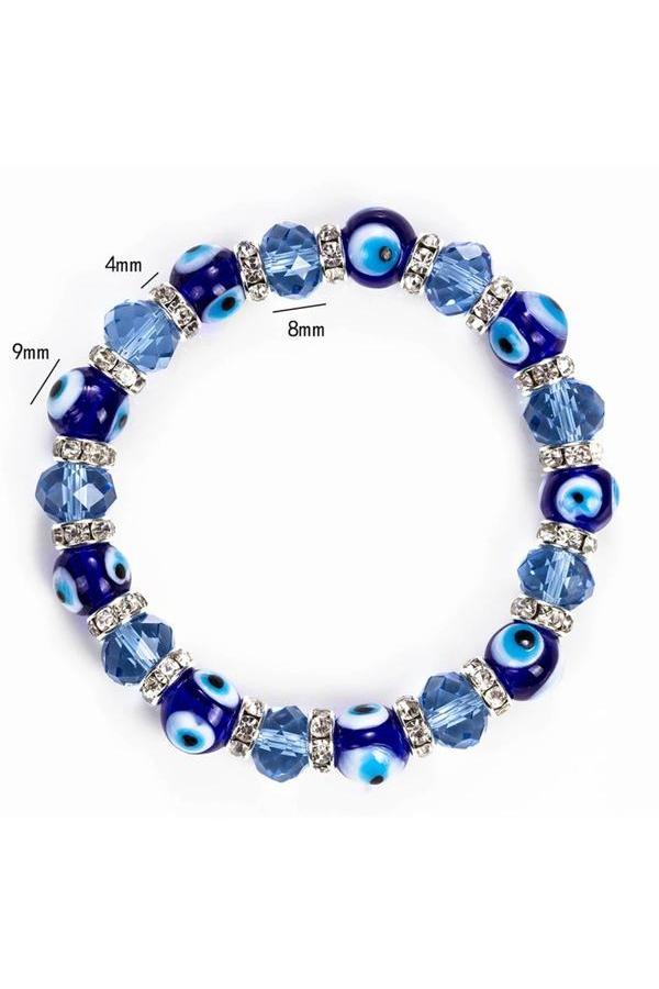 Trendy Evil Eye Blue Bead Bracelet - Hayati London