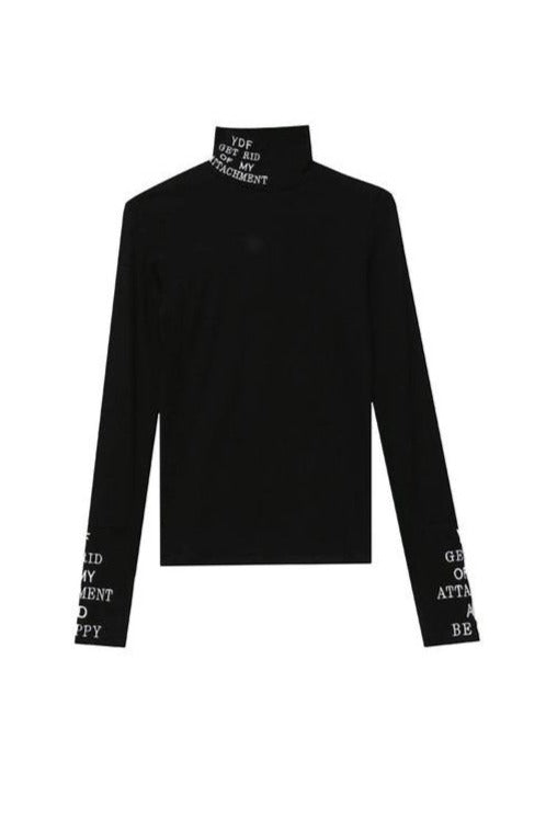 Attachment Issuez Black Long Sleeve Thumb Hole Turtleneck Top - Hayati London