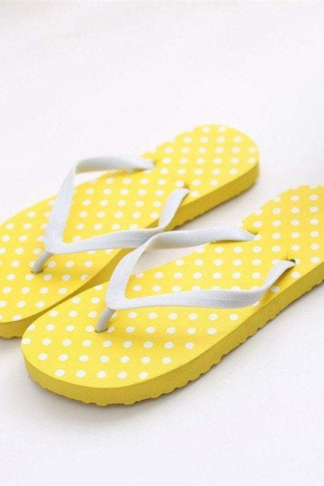 Yellow Spotty Flip-flops, Beach Slippers.  Comfortable Summer Holidays Beach Pool Shower Sandals. - Hayati London