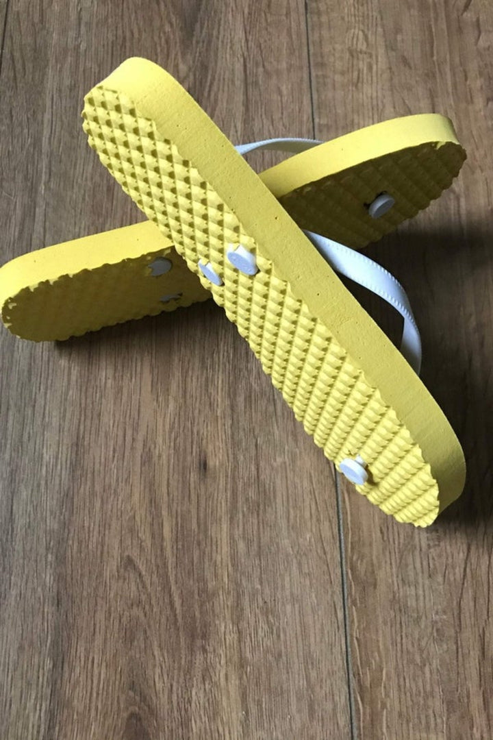 Yellow Spotty Flip-flops, Beach Slippers.  Comfortable Summer Holidays Beach Pool Shower Sandals. - Hayati London